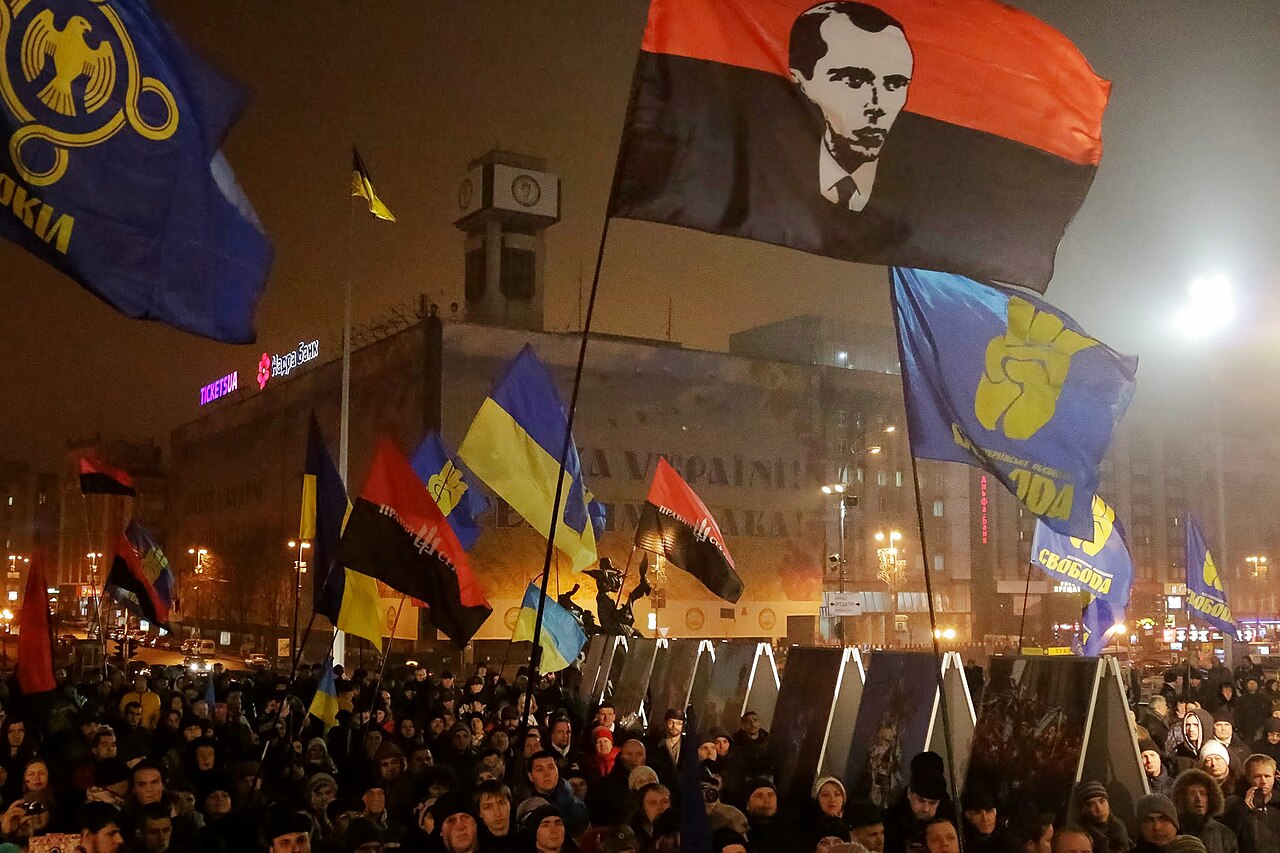 Photo: people in Ukraine honouring Stepan Bandera (2015).