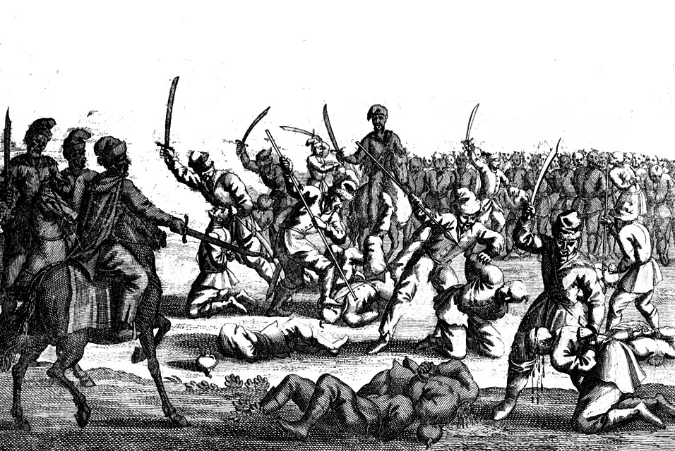 Sketch showing the Batih Massacre; massacre of Polish prisoners of\nwar