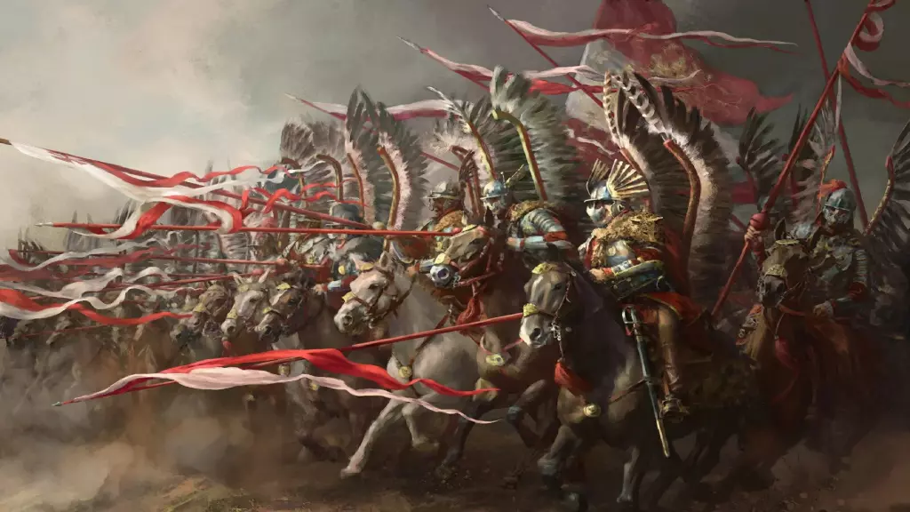 Painting of the Winged Hussars, an elite Polish unit comprised of nobles